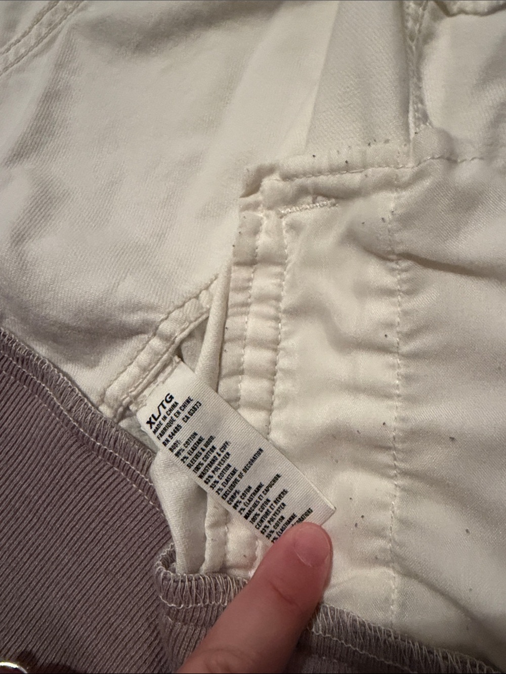 American Eagle Outfitters White Denim Jacket with Gray Hoodie Sleeves - Picture 5 of 10